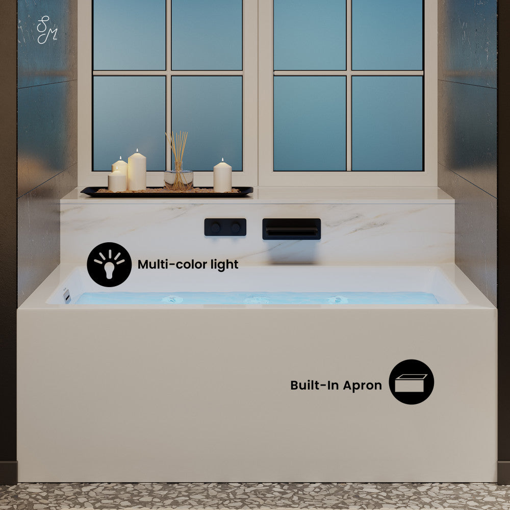 Swiss Madison Avancer 60" x 36" Left-Hand Drain Rectangular Alcove Whirlpool Bathtub with Apron