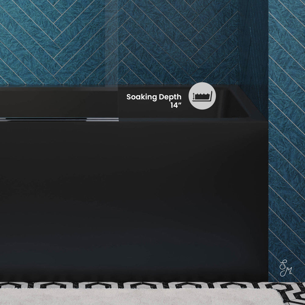 Swiss Madison Voltaire 48" x 32" Right-Hand Drain Alcove Bathtub with Apron in Matte Black