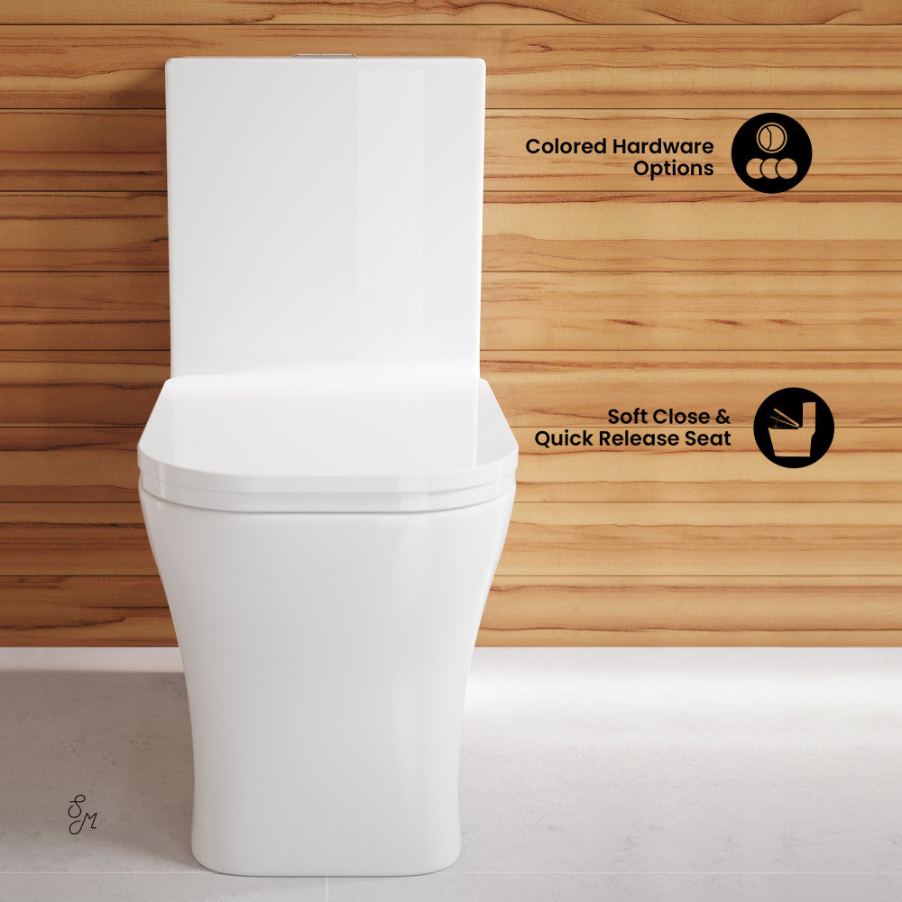 Swiss Madison Concorde One-Piece 12" Rough-in 1.1/1.6 GPF Dual Top Flush Square Toilet in Glossy White