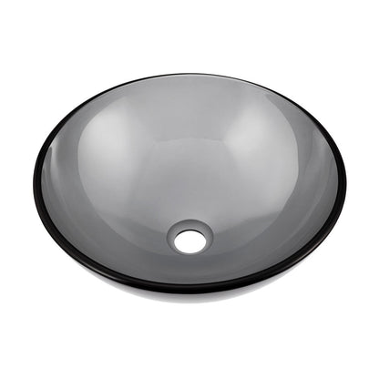 Swiss Madison Cascade 16.5 Color Glass Vessel Sink with Faucet, Black