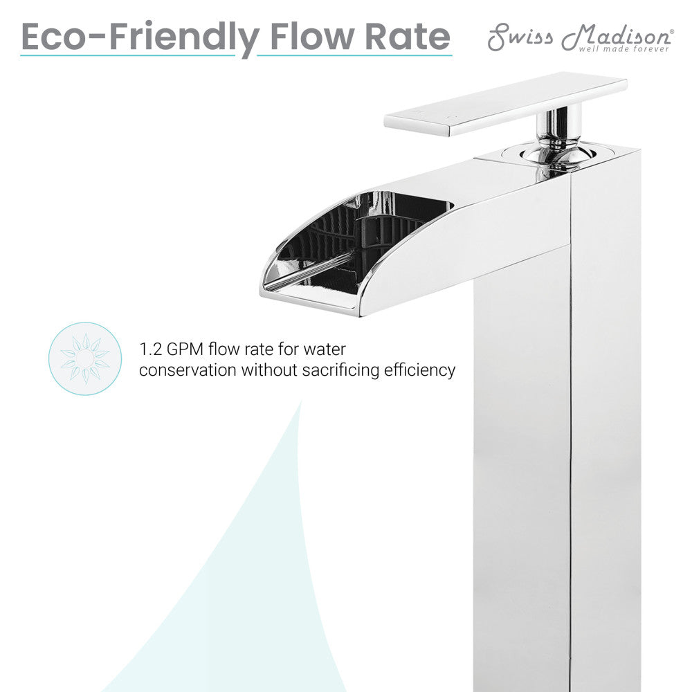 Swiss Madison Concorde Single Hole, Single-Handle, High Arc Waterfall, Bathroom Faucet in Chrome