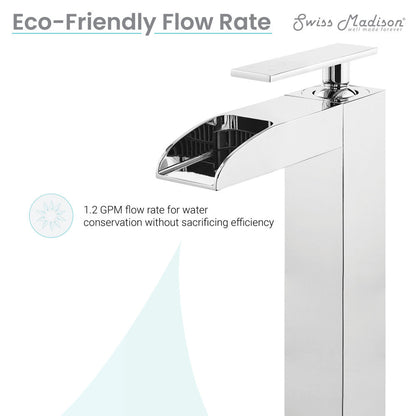 Swiss Madison Concorde Single Hole, Single-Handle, High Arc Waterfall, Bathroom Faucet in Chrome