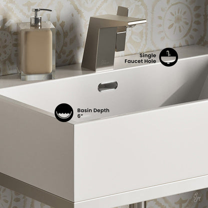 Swiss Madison Concorde 24" Rectangle Console Sink with Matte Silver Legs