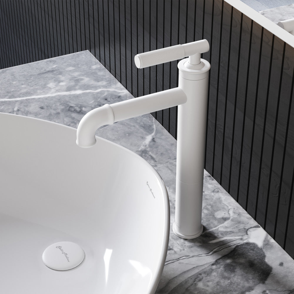 Swiss Madison Avallon Single Hole, Single-Handle Sleek, High Arc Bathroom Faucet in Matte White
