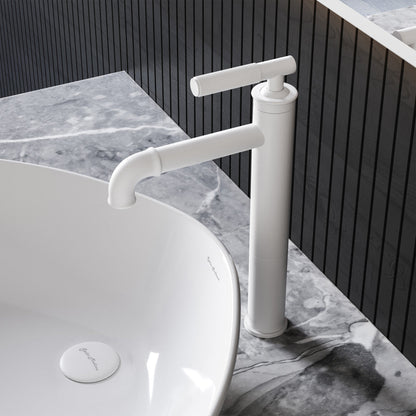 Swiss Madison Avallon Single Hole, Single-Handle Sleek, High Arc Bathroom Faucet in Matte White