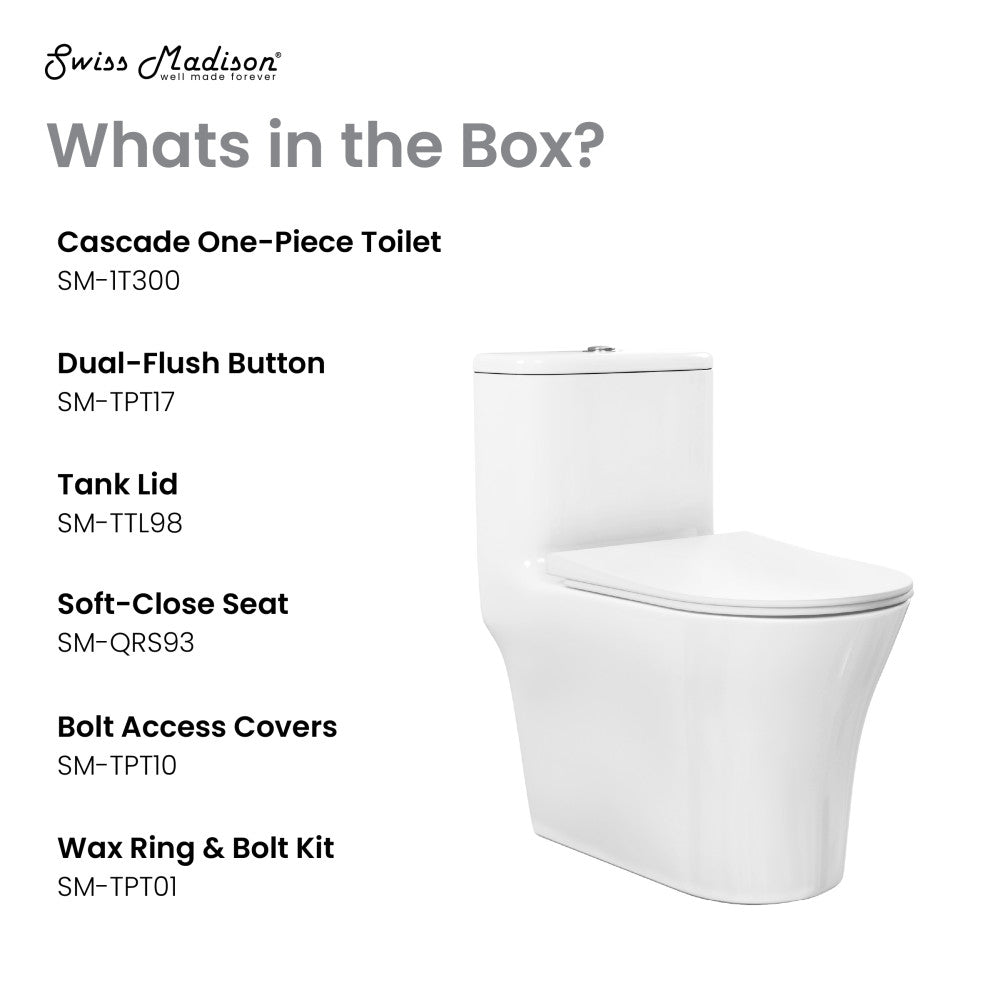 Swiss Madison TWISTER Dual Flush, Cascade One-Piece Compact Toilet, 1.1/1.6 GPF