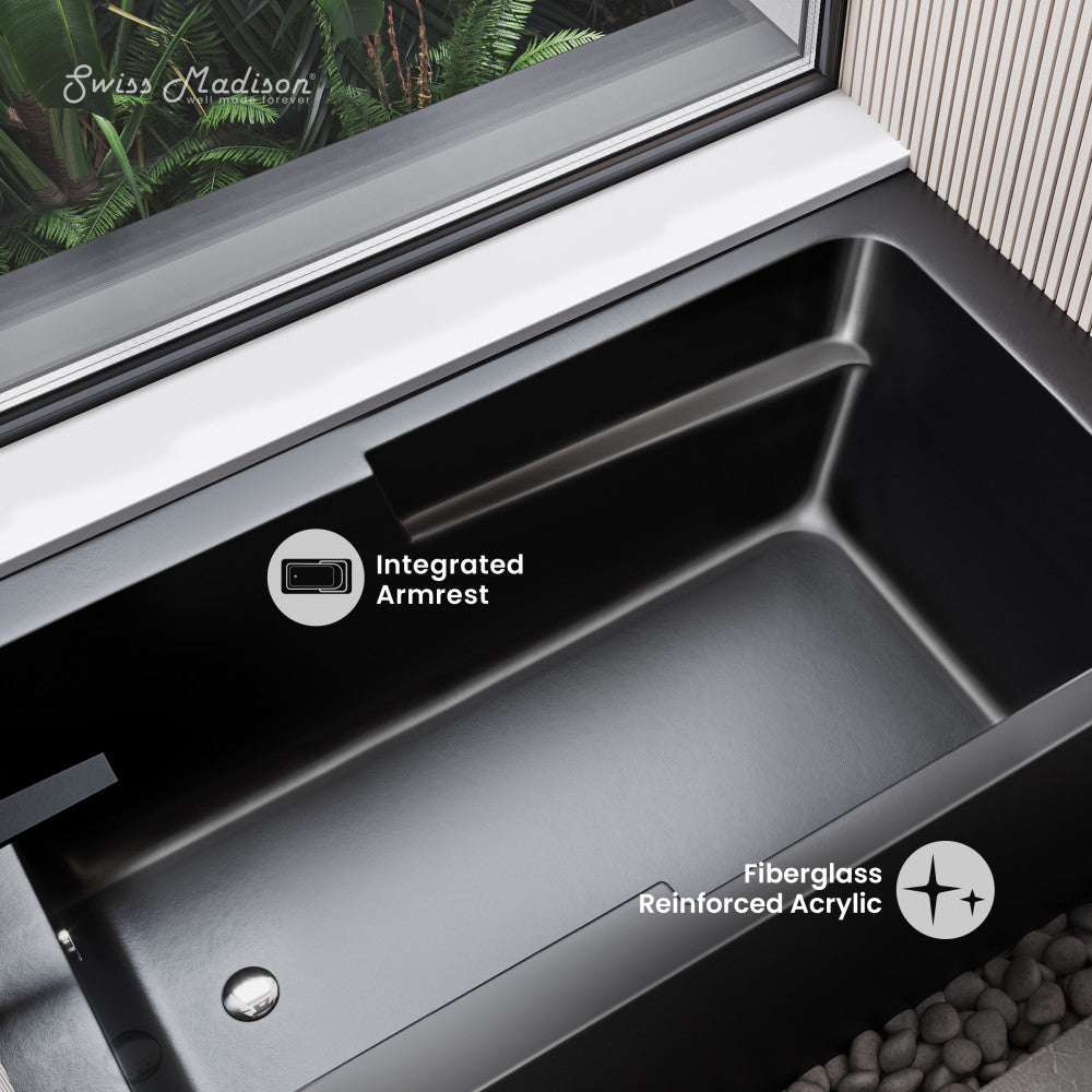 Swiss Madison Voltaire 54" x 30" Left-Hand Drain Alcove Bathtub with Apron in Matte Black