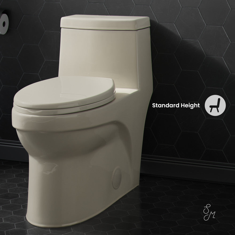 Swiss Madison Virage One Piece Elongated Left Side Flush Handle Toilet 1.28 gpf in Bisque