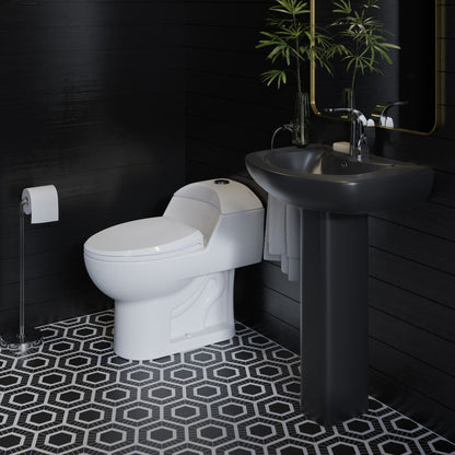 Swiss Madison Chateau Two-Piece Round Pedestal Sink in Matte Black