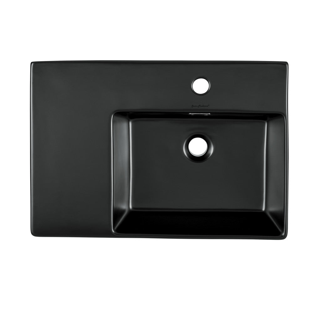 Swiss Madison St. Tropez 24 x 18 Ceramic Wall Hung Sink with Right Side Mount, Matte Black
