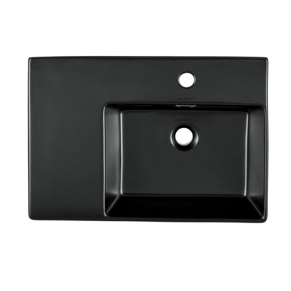 Swiss Madison St. Tropez 24 x 18 Ceramic Wall Hung Sink with Right Side Mount, Matte Black