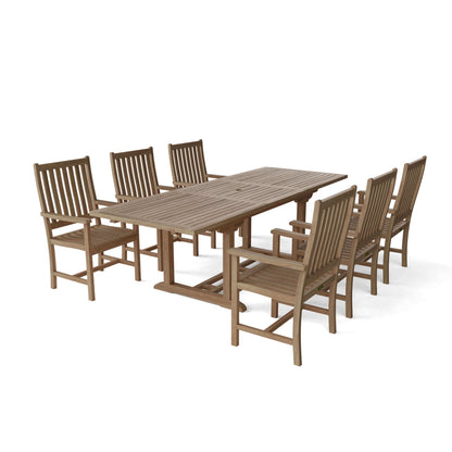 Anderson Teak Bahama Wilshire Armchair 7-Pieces Extension Dining Set