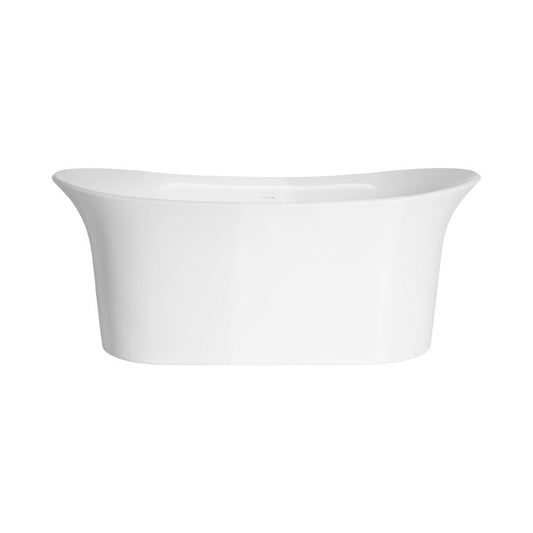 Swiss Madison Cascade 66" Double Slipper Soaking Freestanding Bathtub in Glossy White, Drain Included