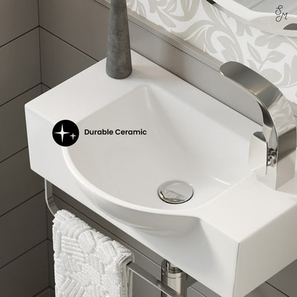 Swiss Madison Chateau 21.5" Right Side Faucet Wall-Mount Bathroom Sink with Chrome Towel Bar