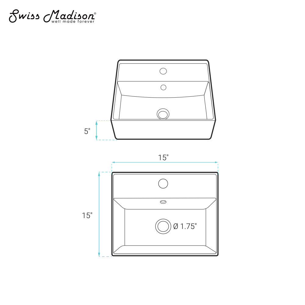 Swiss Madison Claire Compact Ceramic Wall hung Sink