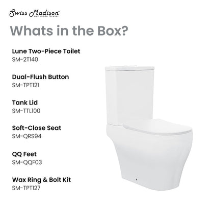 Swiss Madison Lune Two-Piece Elongated Toilet Dual-Flush 1.1/1.6 gpf
