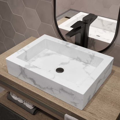 Swiss Madison Voltaire 22" Ceramic Vessel Bathroom Sink in White Marble
