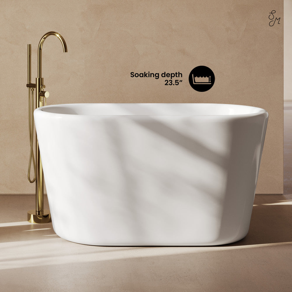 Swiss Madison Nanterre 51" Japanese Soaking Freestanding Bathtub in Glossy White, Drain Included