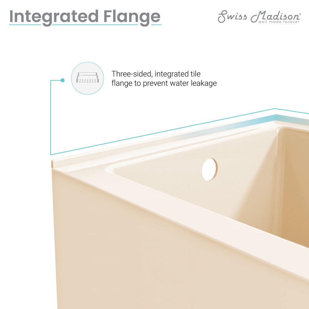 Swiss Madison Voltaire 48" x 32" Left-Hand Drain Alcove Bathtub with Apron in Bisque