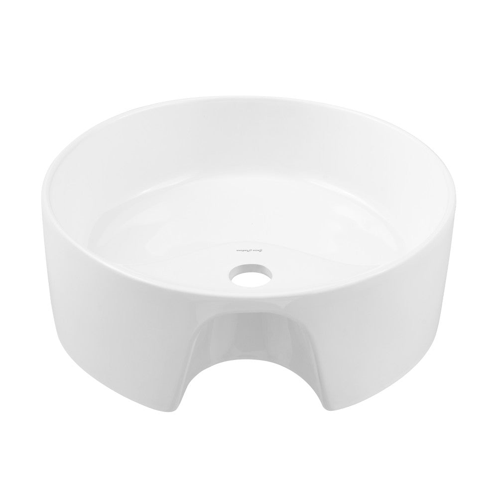 Swiss Madison Monaco 16" Round Console Sink with Faucet Mount, White Basin Brushed Gold Legs