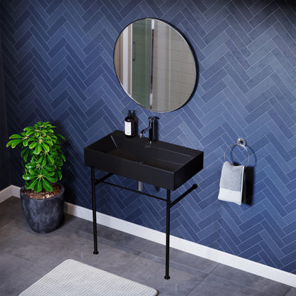Swiss Madison Claire 30 Ceramic Console Sink Matte Black Basin Black Legs