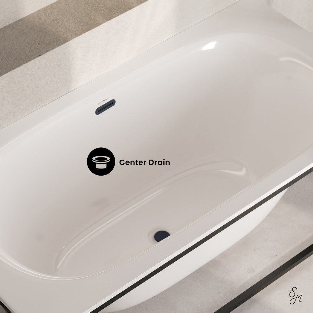 Swiss Madison Pierre 60" Soaking Freestanding Bathtub in Glossy White, Black Frame Included