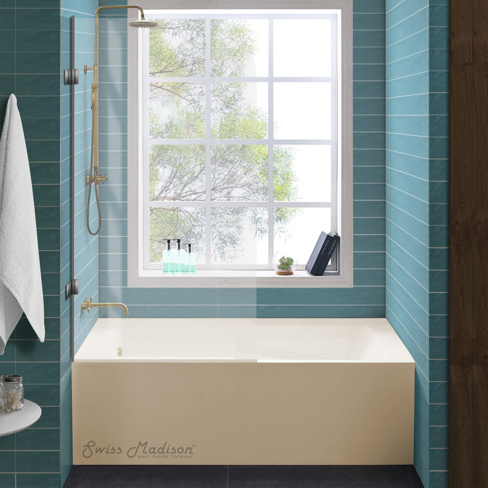 Swiss Madison Voltaire 54" x 30" Left-Hand Drain Alcove Bathtub with Apron in Bisque