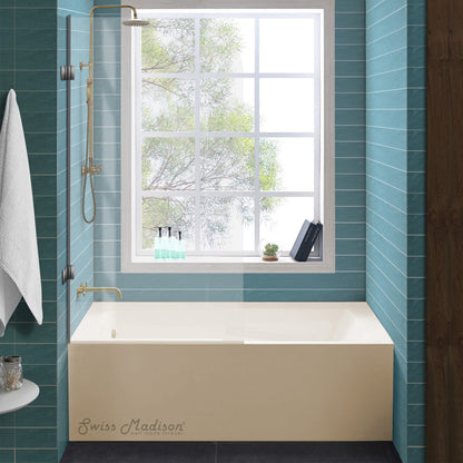 Swiss Madison Voltaire 54" x 30" Left-Hand Drain Alcove Bathtub with Apron in Bisque