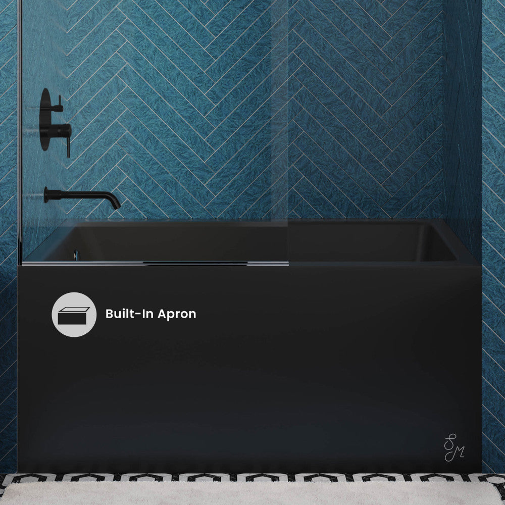 Swiss Madison Voltaire 48" x 32" Left-Hand Drain Alcove Bathtub with Apron in Matte Black