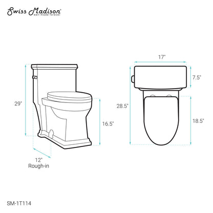 Swiss Madison Voltaire One-Piece Elongated Toilet Side Flush 1.28 gpf