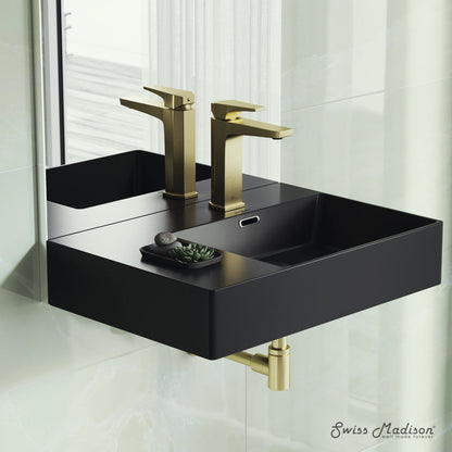 Swiss Madison St. Tropez 24 x 18 Ceramic Wall Hung Sink with Right Side Mount, Matte Black