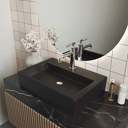 Swiss Madison Claire 20 Rectangle Ceramic Vessel Sink, Matte Black