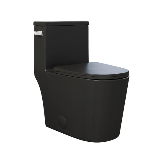 Swiss Madison Dreux One-Piece 12" Rough-in 1.28 GPF Left Flush Elongated Toilet in Matte Black
