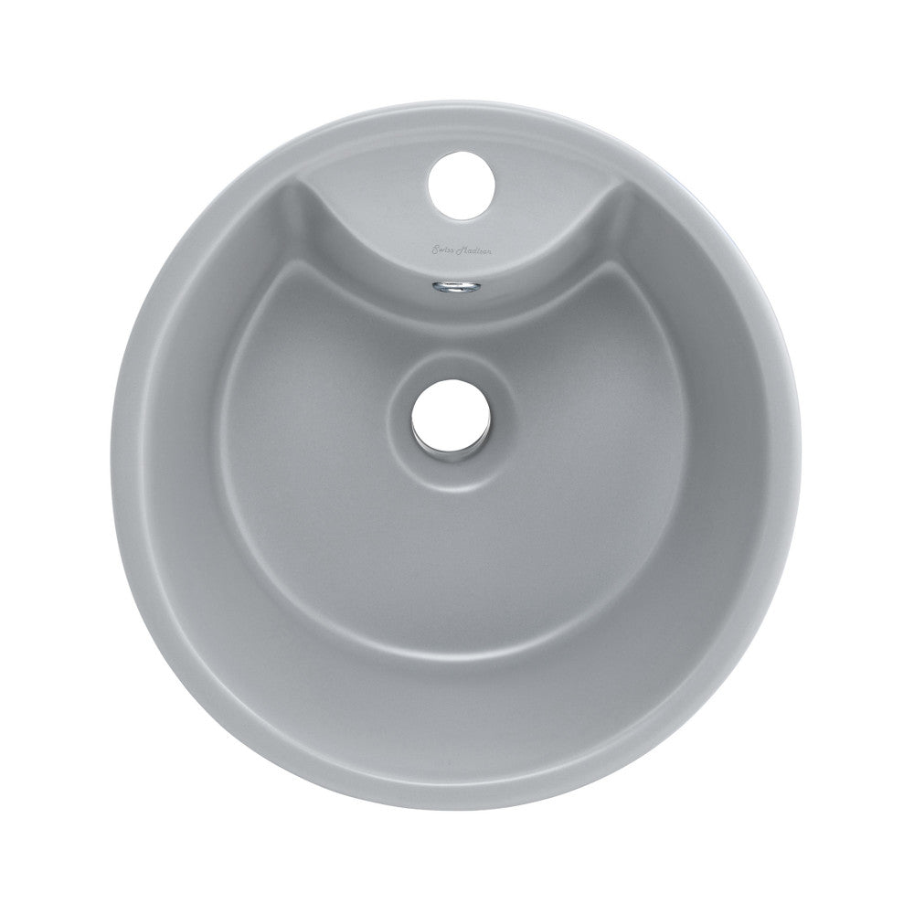 Swiss Madison Monaco Circular Basin Pedestal Sink Matte Grey