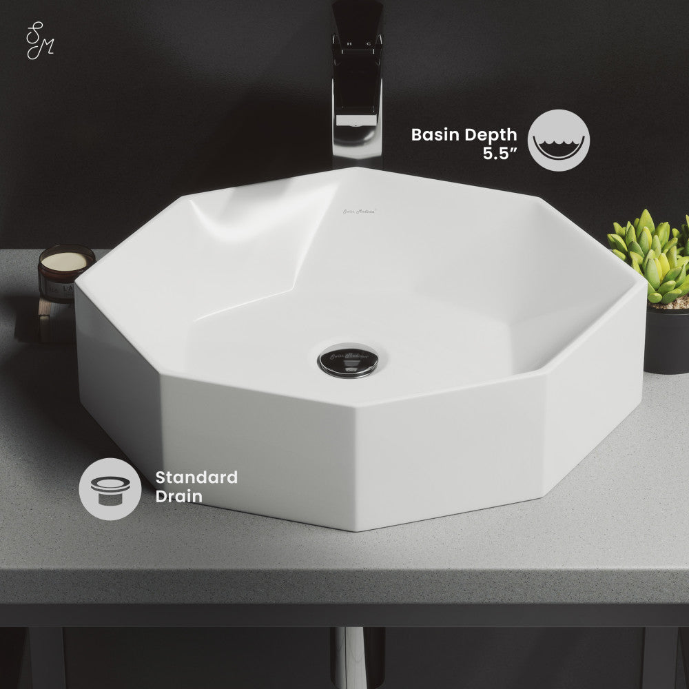Swiss Madison Brusque Glossy White Ceramic Specialty Vessel Sink 19.25 in