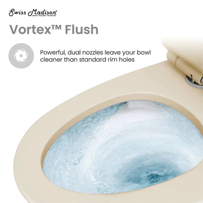 Swiss Madison Sublime III One-Piece Round Toilet Vortex™ Dual-Flush 0.95/1.26 gpf in Bisque