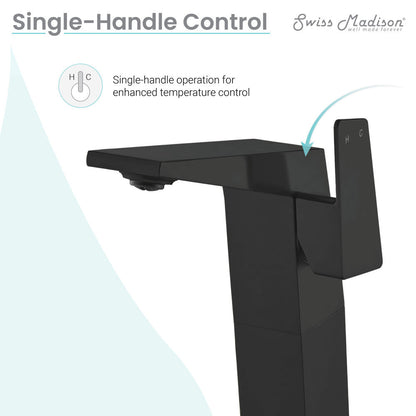 Swiss Madison Carre Single Hole, Single-Handle, High Arc Bathroom Faucet in Matte Black