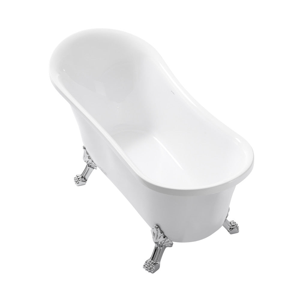 Swiss Madison Cache Single Slipper, Clawfoot Soaking Acrylic Bathtub, Chrome Clawfoot