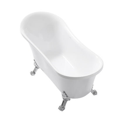 Swiss Madison Cache Single Slipper, Clawfoot Soaking Acrylic Bathtub, Chrome Clawfoot