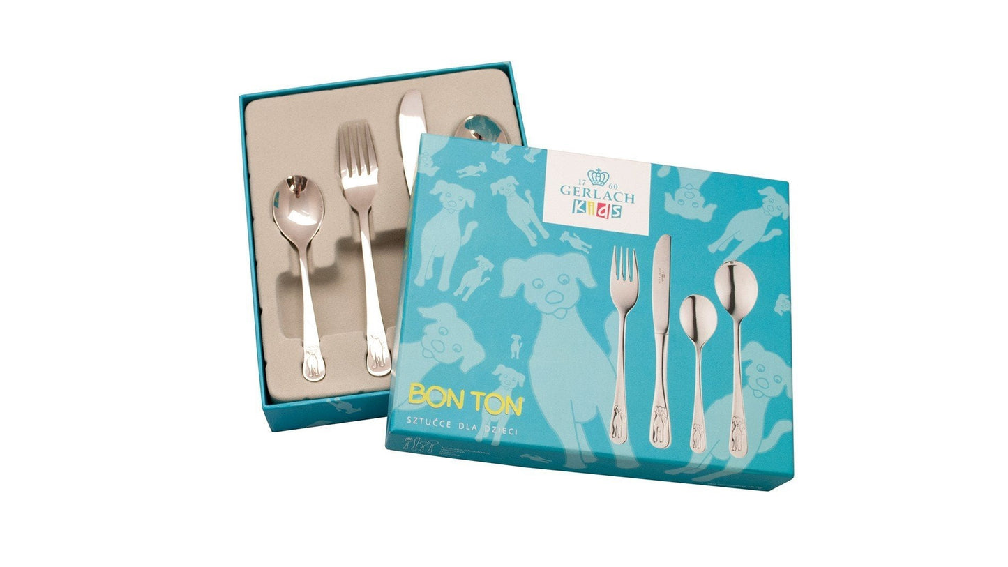 Gerlach DOG Children 4 Piece 18/10 Stainless Steel Flatware Set