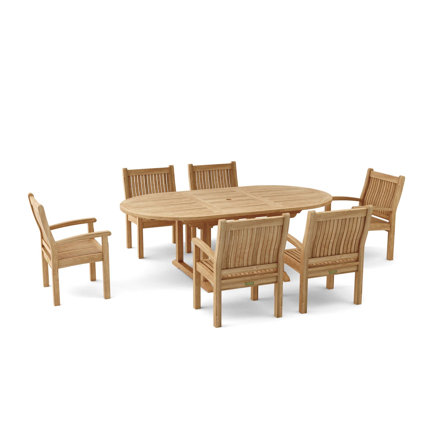 Anderson Teak Bahama Sahara Armchair 7-Pieces 87" Oval Dining Set