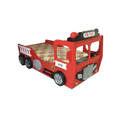 Maxima House Toddler Fire Truck Bed with mattress, Red