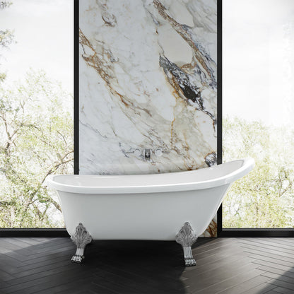 Swiss Madison Cache Single Slipper, Clawfoot Soaking Acrylic Bathtub, Chrome Clawfoot