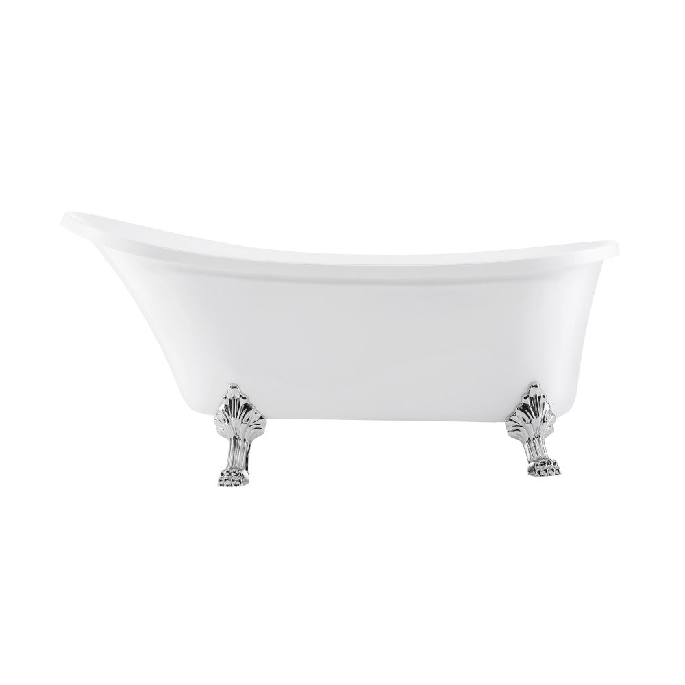 Swiss Madison Cache Single Slipper, Clawfoot Soaking Acrylic Bathtub, Chrome Clawfoot