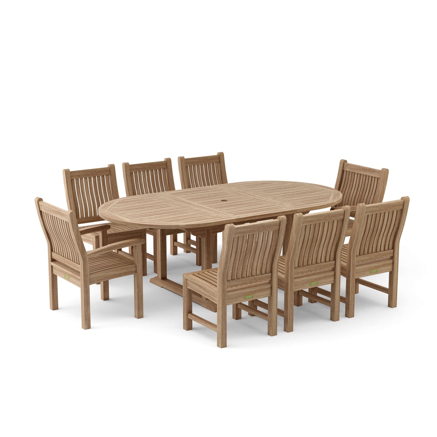 Anderson Teak Bahama Sahara Side Chair 7-Pieces 87" Oval Dining Set