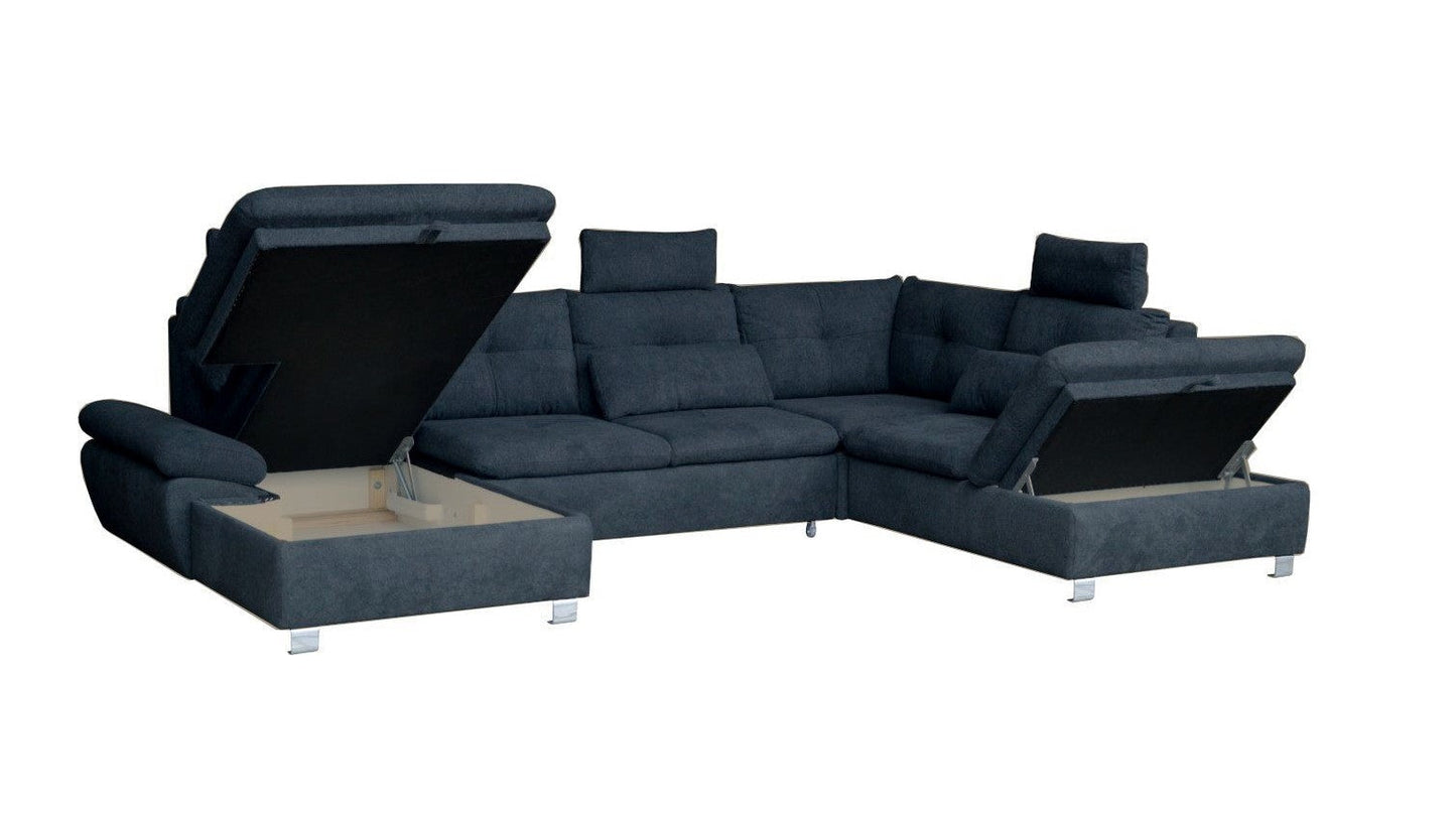 Maxima House Sectional Sleeper Sofa MADEIRA U-Shape with storage