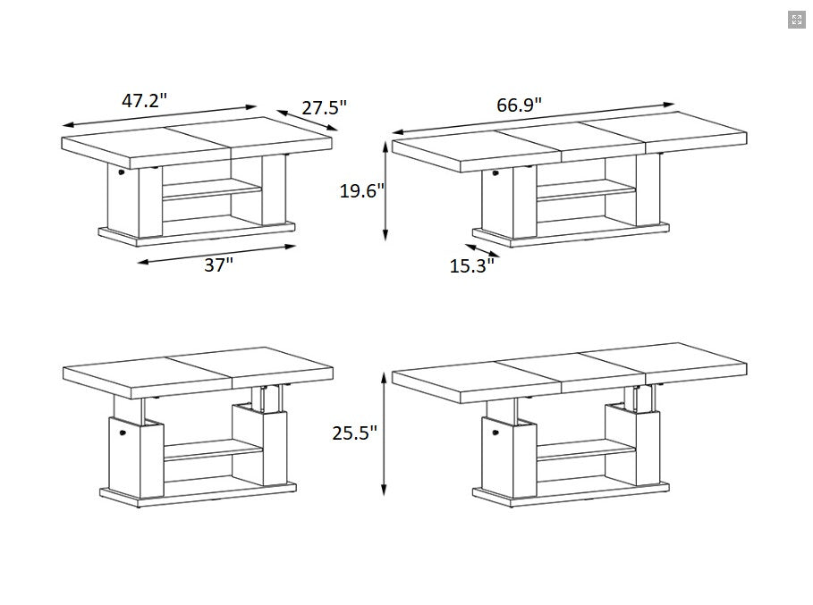 Maxima House Lift Top Coffee Table MATERA, Multi-Function