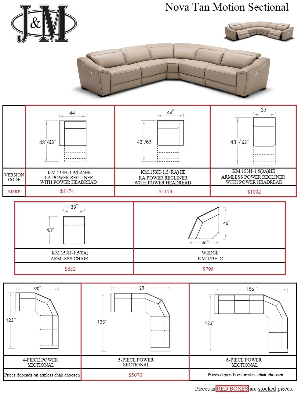 J&M Furniture Nova Motion Sectional In Tan
