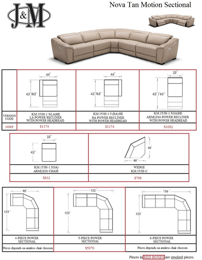 J&M Furniture Nova Motion Sectional In Tan