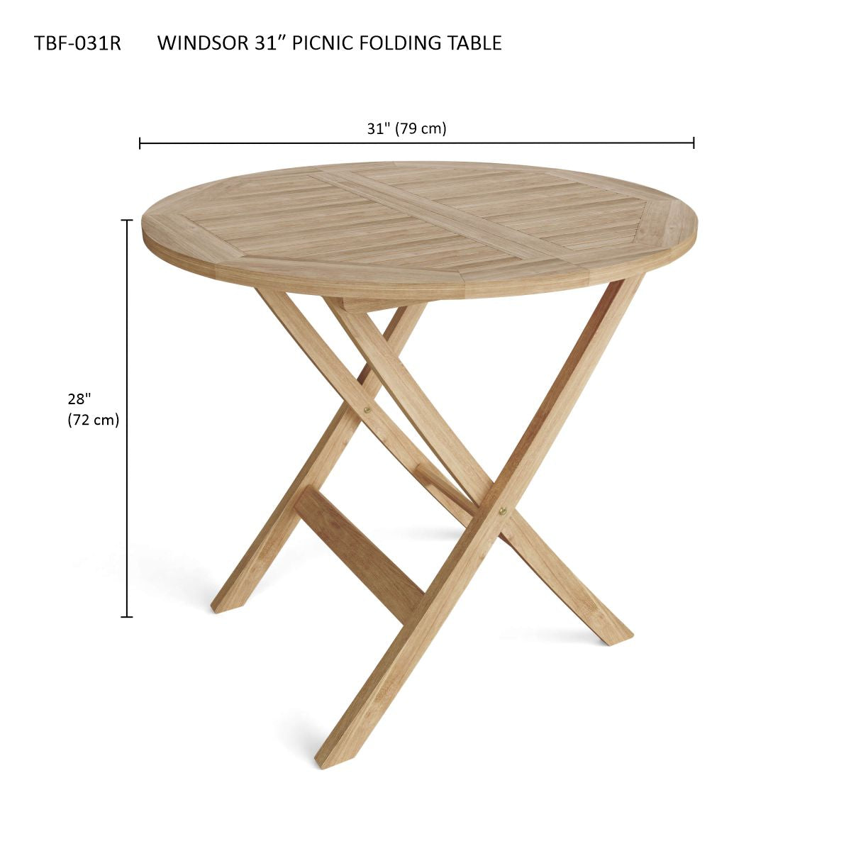 Anderson Teak Windsor 31" Round Picnic Folding Table